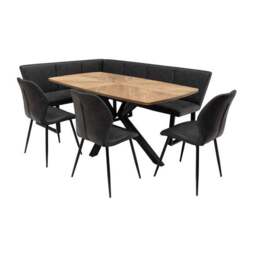 Hampton Dining Table with 3 Sheldon Faux Leather Dining Chairs and Corner Bench - thumbnail 3