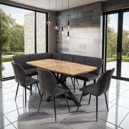 Hampton Dining Table with 3 Sheldon Faux Leather Dining Chairs and Corner Bench - thumbnail 1