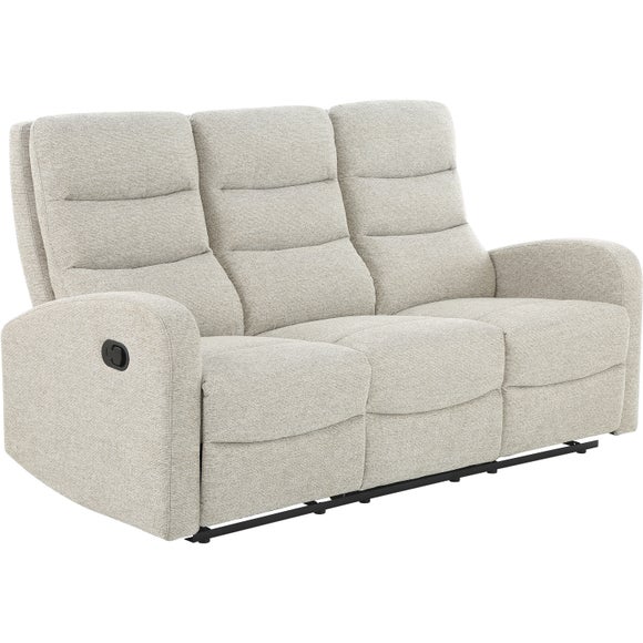 Rena Tonal Faux Linen Manual Recliner 3 Seater Sofa
