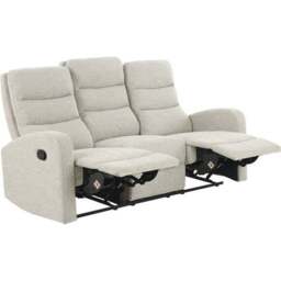 Rena Tonal Faux Linen Manual Recliner 3 Seater Sofa - thumbnail 5