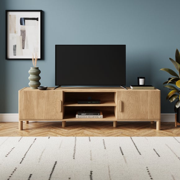 "Hatton Extra Wide TV Unit For TVs Up To 75"", Oak Effect" - image 1