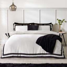 Catherine Lansfield So Soft Mono Panel Duvet Cover & Pillowcase Set - thumbnail 1