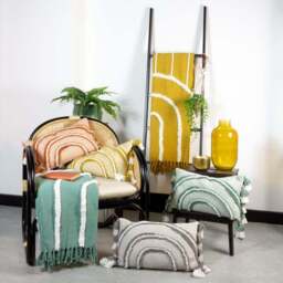 Furn. Rainbow Tuft Cotton Rectangle Cushion - thumbnail 4