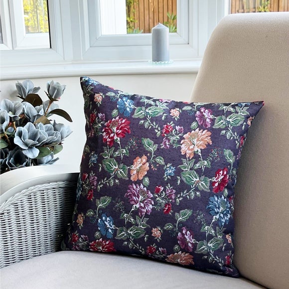 Daro Tapestry Blackcurrant Floral Square Cushion - image 1