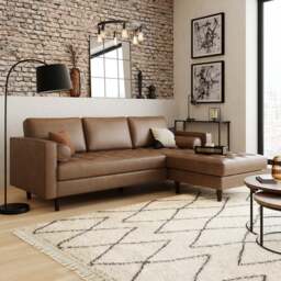 Zoe Faux Leather Corner Chaise - thumbnail 1