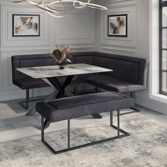 Indus Valley Athena 6 Seater Dining Table Corner Bench Set - image 1