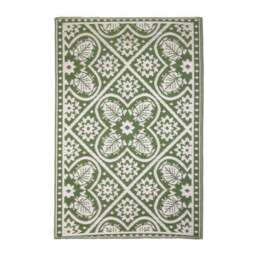Fallen Fruits Green & White Tiles Outdoor Rug - thumbnail 2