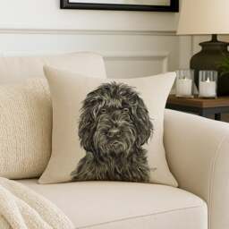 Christine Varley Black Cockapoo Square Cushion - thumbnail 1