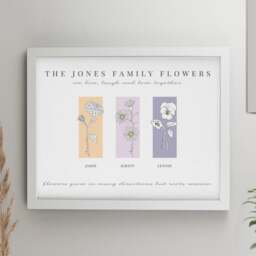 Personalised Birth Flower Family of 3 Framed Print - thumbnail 1