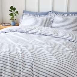 Laylah Frilled Stripe 100% Cotton Duvet Cover & Pillowcase Set - thumbnail 2