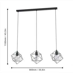 EGLO Straiton Modern 3 Light Diner Ceiling Light - thumbnail 4