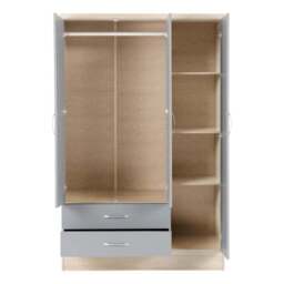 Nevada Triple 2 Drawer Wardrobe, Mirrored - thumbnail 4