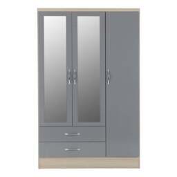 Nevada Triple 2 Drawer Wardrobe, Mirrored - thumbnail 3