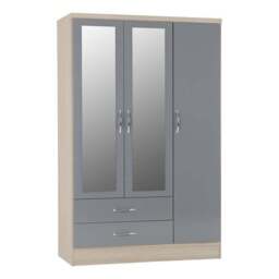 Nevada Triple 2 Drawer Wardrobe, Mirrored - thumbnail 2