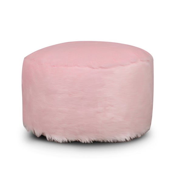 Kaikoo Pink Faux Fur Footstool - image 1