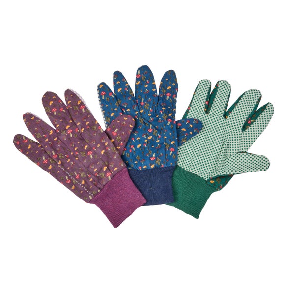 Smart Garden Pack of 3 Large Cotton Grips Gardening Gloves - image 1