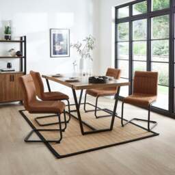 Felix Set of 2 Dining Chairs, Faux Leather - thumbnail 1