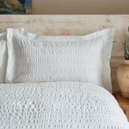 Aria Seersucker 100% Cotton Duvet Cover & Pillowcase Set - thumbnail 4