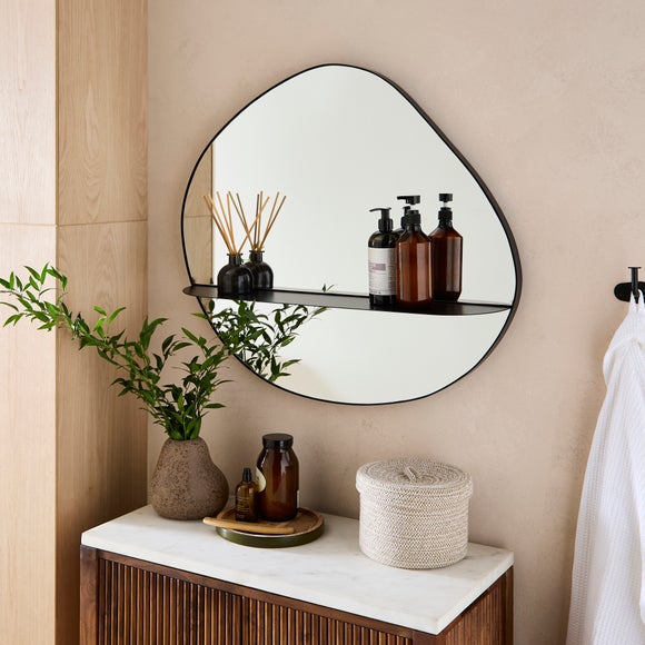 Pebble Wall Mirror with Shelf - image 1