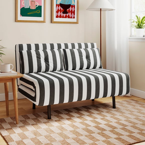 Phoebe Woven Stripe 2 Seater Small Double Sofa Bed - image 1
