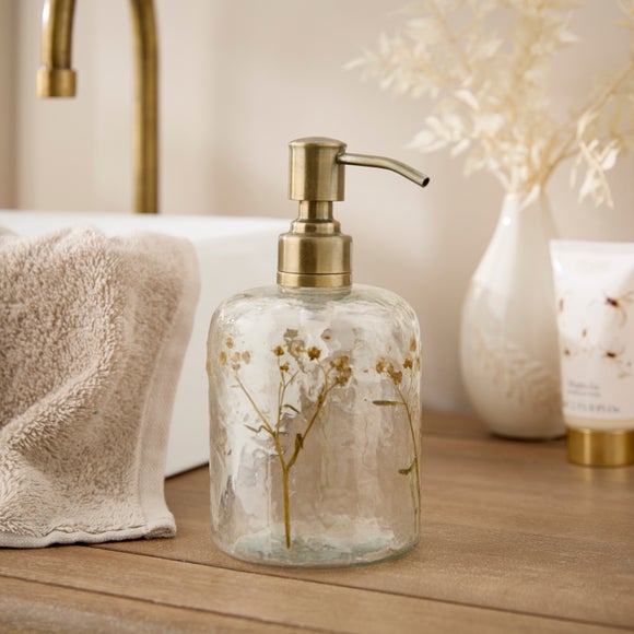 Glass Pressed Flowers Soap Dispenser - image 1