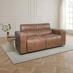 Akari Quilted Faux Leather Power Recliner 3 Seater Sofa - thumbnail 1