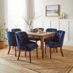 Beatrice Button Back Dining Chair, Luxe Navy Velvet - thumbnail 4