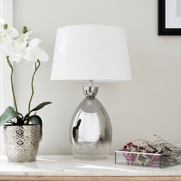 Sylvia Ribbed Glass Table Lamp by Dunelm