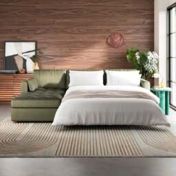 Zoe II Velvet Corner Storage Sofa Bed - thumbnail 1