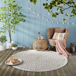 Argento Textured Indoor Outdoor Round Rug - thumbnail 1