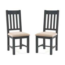 Bordeaux Set of 2 Dining Chairs, Dark Grey Faux Linen - thumbnail 3