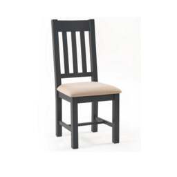 Bordeaux Set of 2 Dining Chairs, Dark Grey Faux Linen