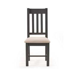 Bordeaux Set of 2 Dining Chairs, Dark Grey Faux Linen - thumbnail 2