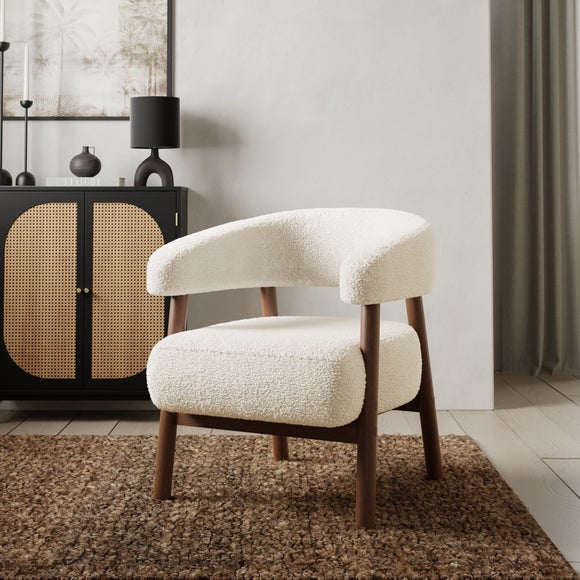 Cleo Curved Ivory Sherpa Accent Chair - image 1