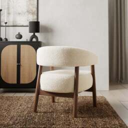 Cleo Curved Ivory Sherpa Accent Chair - thumbnail 5