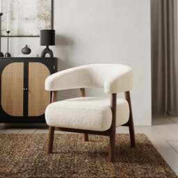 Cleo Curved Ivory Sherpa Accent Chair