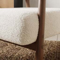 Cleo Curved Ivory Sherpa Accent Chair - thumbnail 4