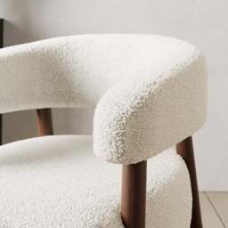 Cleo Curved Ivory Sherpa Accent Chair - thumbnail 3