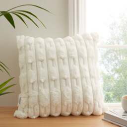 Bianca Carved Faux Fur Square Cushion - thumbnail 1