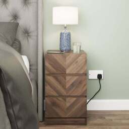Set of 2 Taranto 3 Drawer Bedside Tables, Walnut - thumbnail 6
