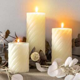 Cedar & Sage Set of 2 Vanilla Twist Pillar Candles - thumbnail 2
