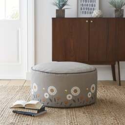 Scandi Print Grey Pouffe - thumbnail 1