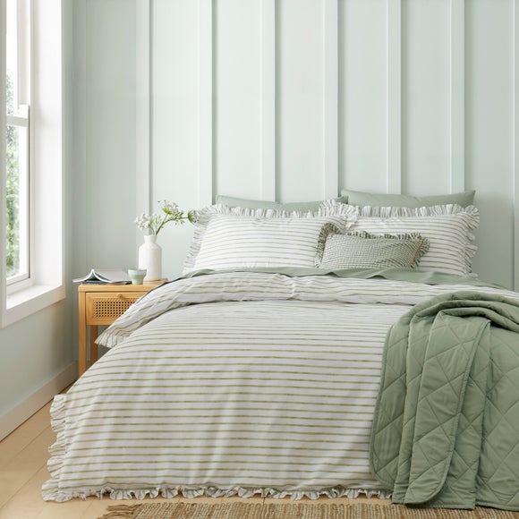 Laylah Frilled Stripe 100% Cotton Duvet Cover & Pillowcase Set - image 1