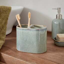 Reactive Glaze Double Toothbrush Holder