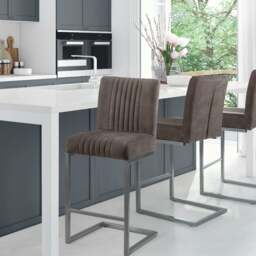Brooklyn Set of 2 Bar Stools, Suede - thumbnail 1