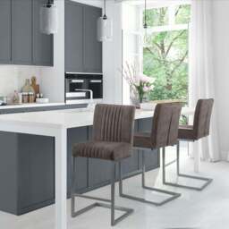 Brooklyn Set of 2 Bar Stools, Suede - thumbnail 2