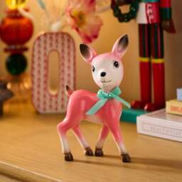 Pink Deer with Bow Ornament - thumbnail 1