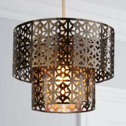 Cut Out 2 Tier Antique Brass Easy Fit Pendant Shade - thumbnail 1