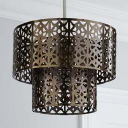 Cut Out 2 Tier Antique Brass Easy Fit Pendant Shade - thumbnail 2