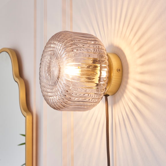Riley Ribbed Plug In Wall Light - image 1
